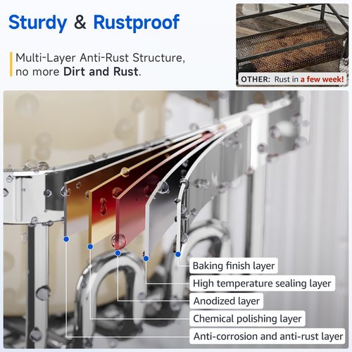 Skyapex Shower Caddy Over the Door Organizer: Bath Rack Hanging Over Glass with Hooks - Storage Shelf Inside Bathroom for Shampoo - Sliver