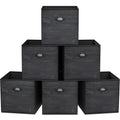 homyfort Fabric Cube Storage Organizer Bins, 12x12 Inch Black Wood Grain PRINTING Storage Cubes, Closet Cloth Baskets Box For Shelves, Set of 6