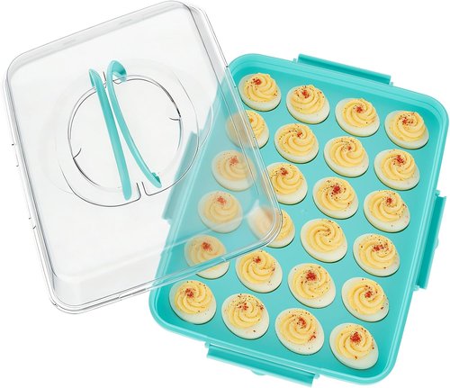 Deviled Egg Containers by [Brand Name] - 24 Count Reusable Storage Tray with Lid & Handle | Perfect for Parties & Holidays