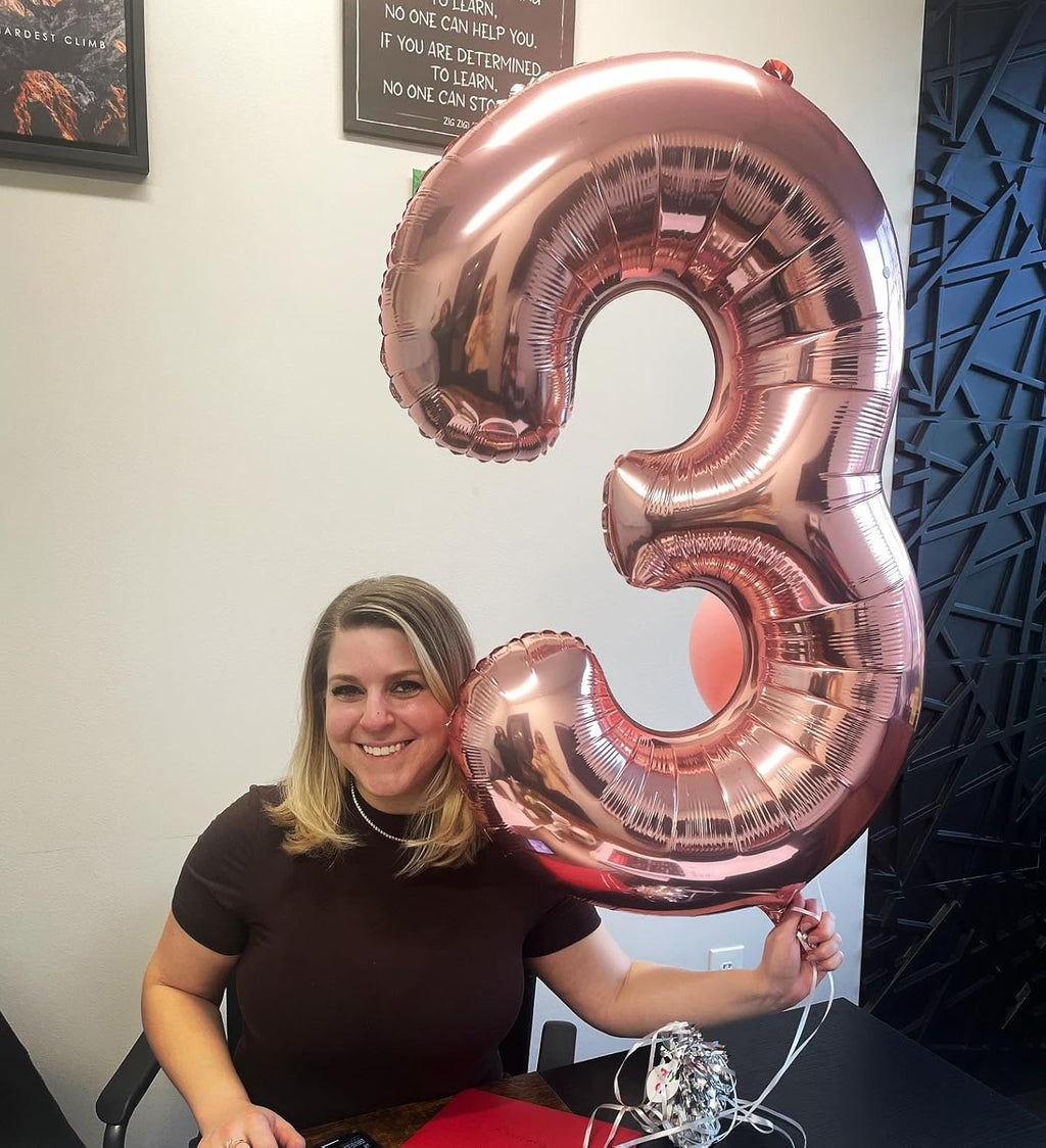 Rose Gold Number 8 Balloon - 40 Inch Giant Foil Balloon for 8th Birthday Party Decorations