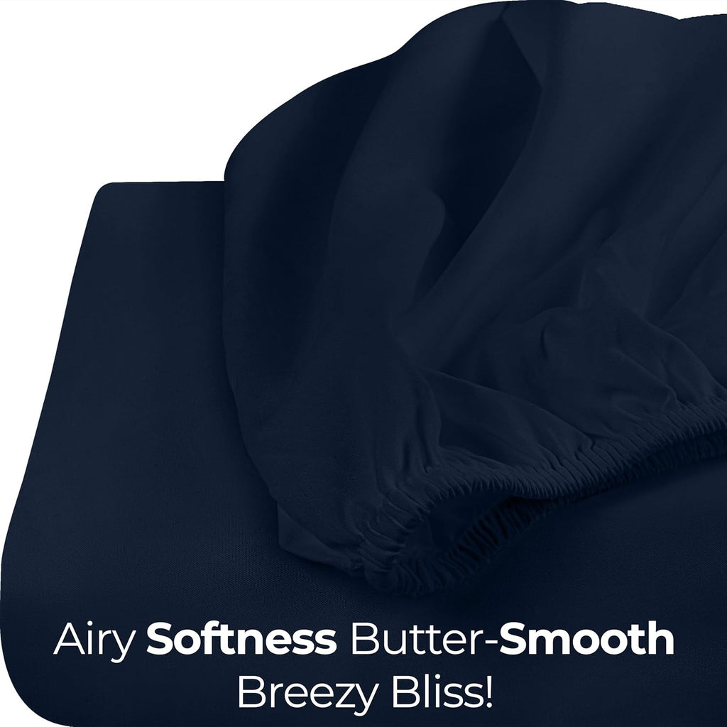 Utopia Bedding King Fitted Sheet - Deep Pocket Microfiber - Soft, Shrinkage & Fade Resistant - Navy