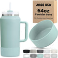 Jmoe USA Boot for 64oz Stanley Quencher H2.0 Tumbler - BPA-Free Silicone Sleeve Protector | Seafoam Color