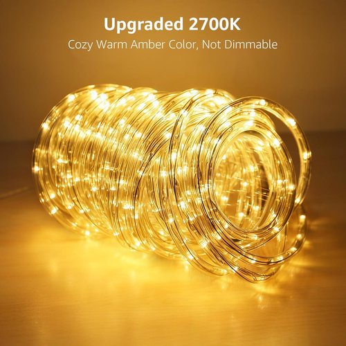 LE 33ft LED Rope Lights - 240 Warm White Lights, Waterproof & Connectable for Outdoor Use