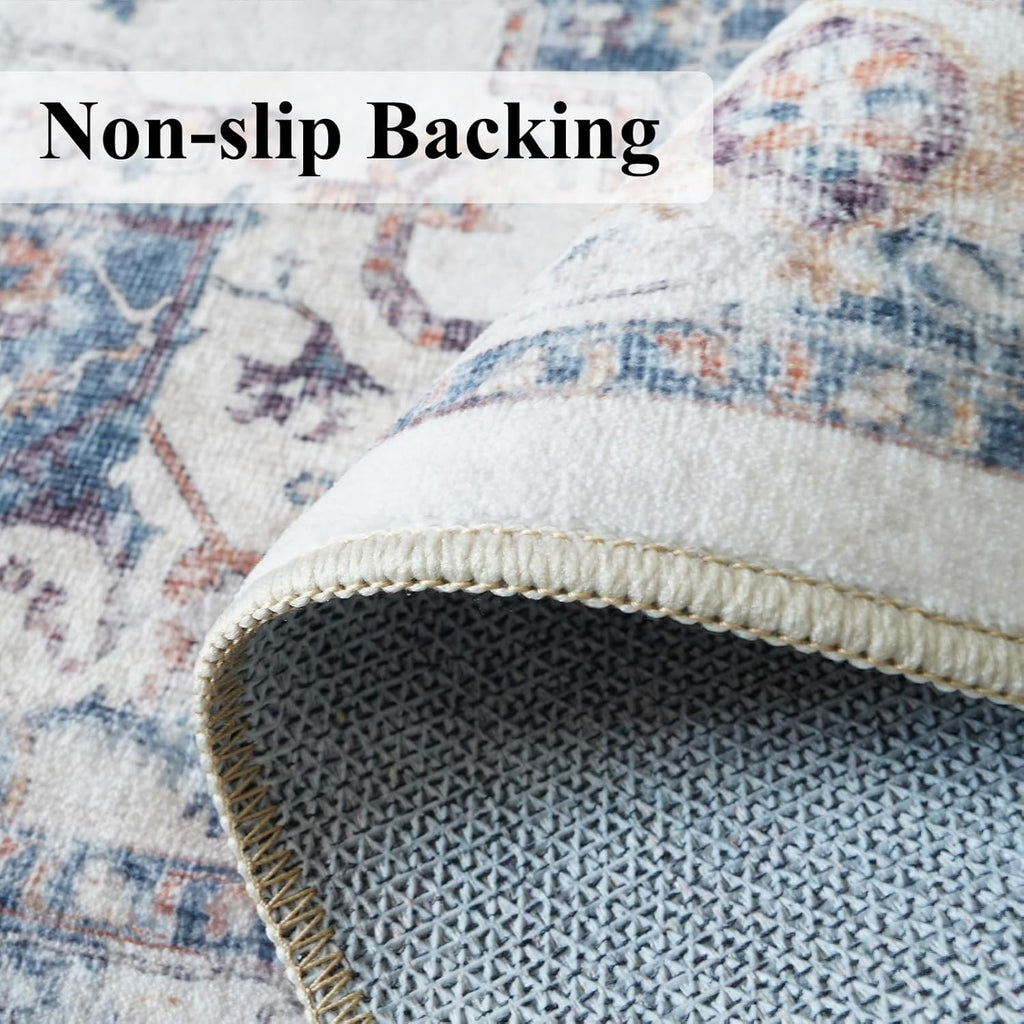 Skiennix Washable 3x5 Kitchen Area Rug - Cozy Soft Low Pile Carpet for Living Room & Entryway | Brick