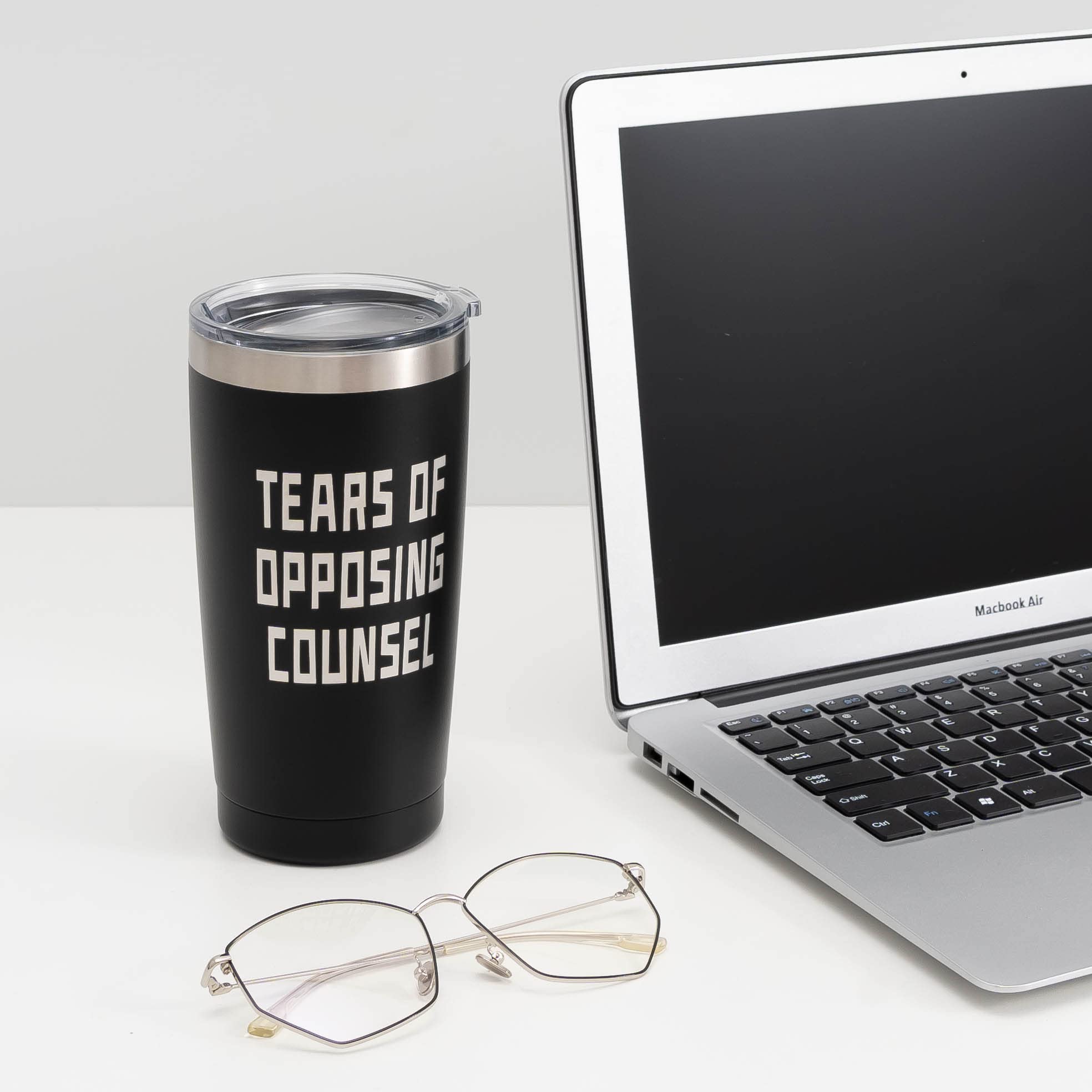 ARIABLE Tears of Opposing Counsel - Lawyer Gifts for Men Women, Funny Lawyers Appreciation Present for Attorney, Paralegal Law Students Graduation - 20 Ounce Black Engraved Insulated Tumbler
