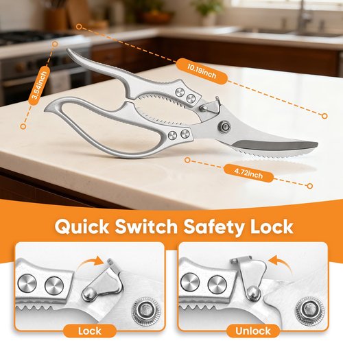 SPEDOL Kitchen Scissors Food Cutting: Heavy Duty Poultry Meat Shears - Stainless Steel All Purpose for Home Cooking & Restaurant