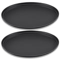 FillTouch 2 Pcs Restaurant Serving Trays PP Plastic Non Slip Rubber Lined Large Oval Tray for Kitchen Dining Room Cafeterias Fast Food Service (25 x 20 Inch,Black)