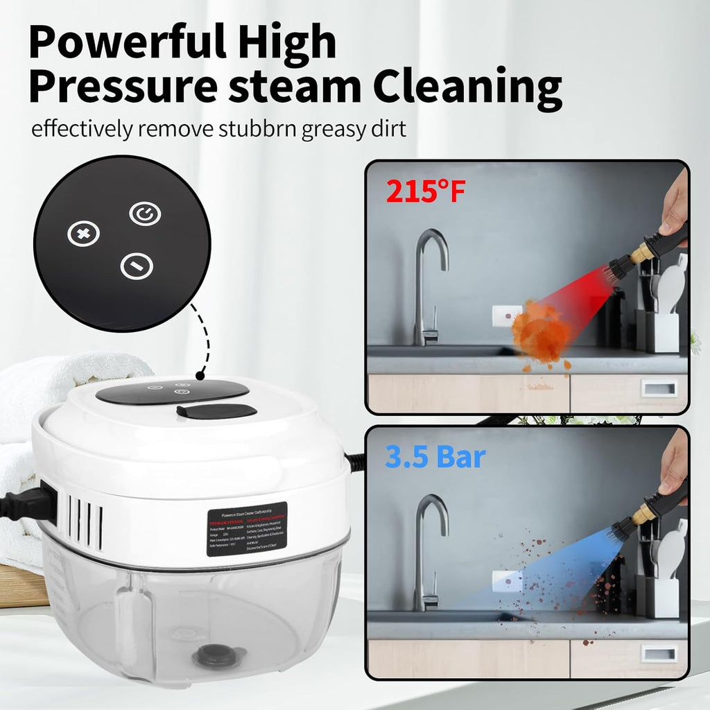Skiennix Steam Cleaner - 6-Level Handheld Steamer with 10s Heat-Up & 1.5L Tank for Home & Car Detailing