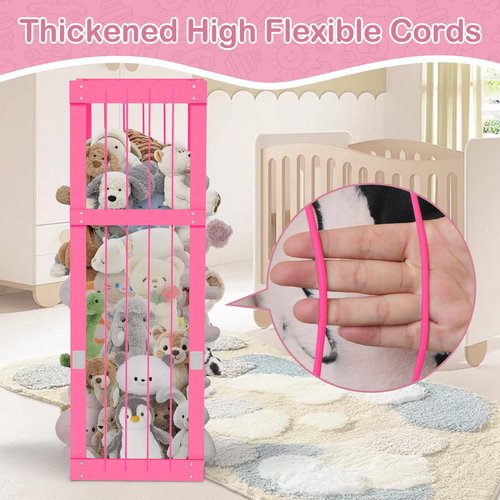 storenization Stuffed Animal Zoo Wood, Large Stuffed Animal Storage Plushies Storage, Pink Toy Storage Organizer for Kids Room Nursery Play Room Bedroom