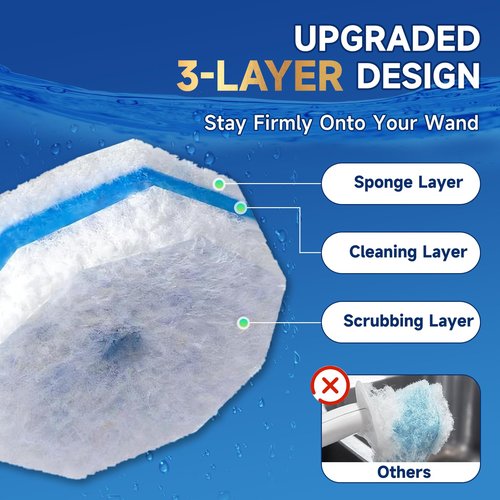 20 Count Toilet Wand Refills Compatible for Clorox, 5X Cleaning Power Toilet Bowl Cleaners & High-Density Disposable Toilet Brush Scrubber - No Falling Apart, Instant Foam Cleaning