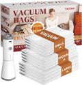 Vacbird Vacuum Storage Bags - 12 Pack with Rechargeable Cordless Pump | Compression Packing for Clothes, Blankets & Pillows