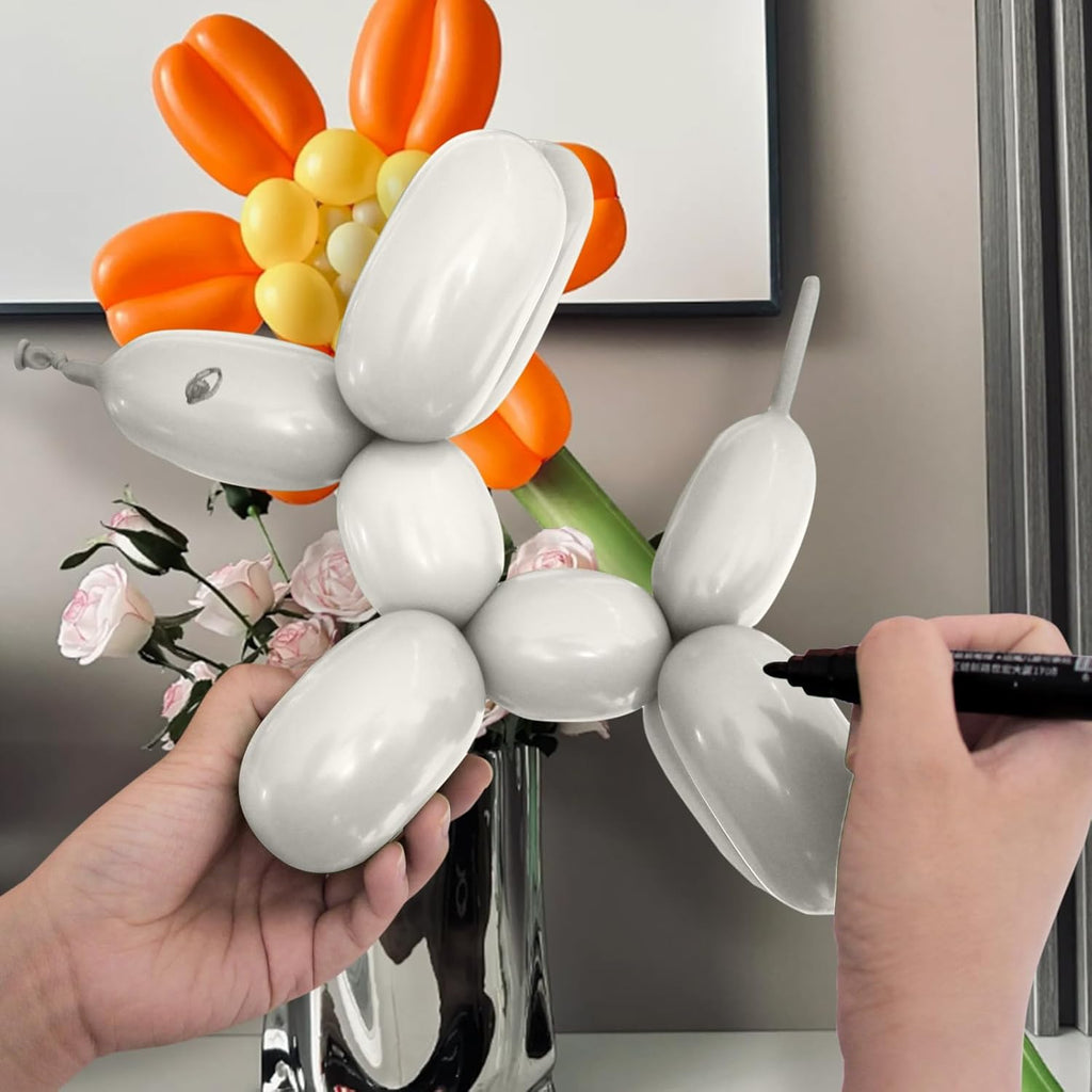 Skiennix 100Pcs Sand White 260Q Balloons - Thick Latex for Twisting Animal Models | Perfect for Halloween & Birthdays