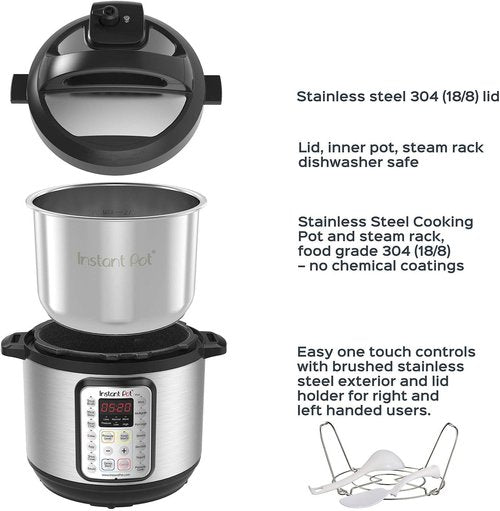 Instant Pot Duo Plus 9-in-1 Electric Pressure Cooker - Versatile Cooking with 800+ Recipes, 8 Quart, Stainless Steel/Black