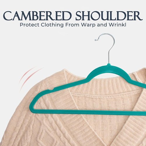 HOUSE DAY Mint Green Velvet Hangers - 60 Pack Non-Slip Heavy Duty Clothes Hangers | Premium Slim Design for Closet Organization
