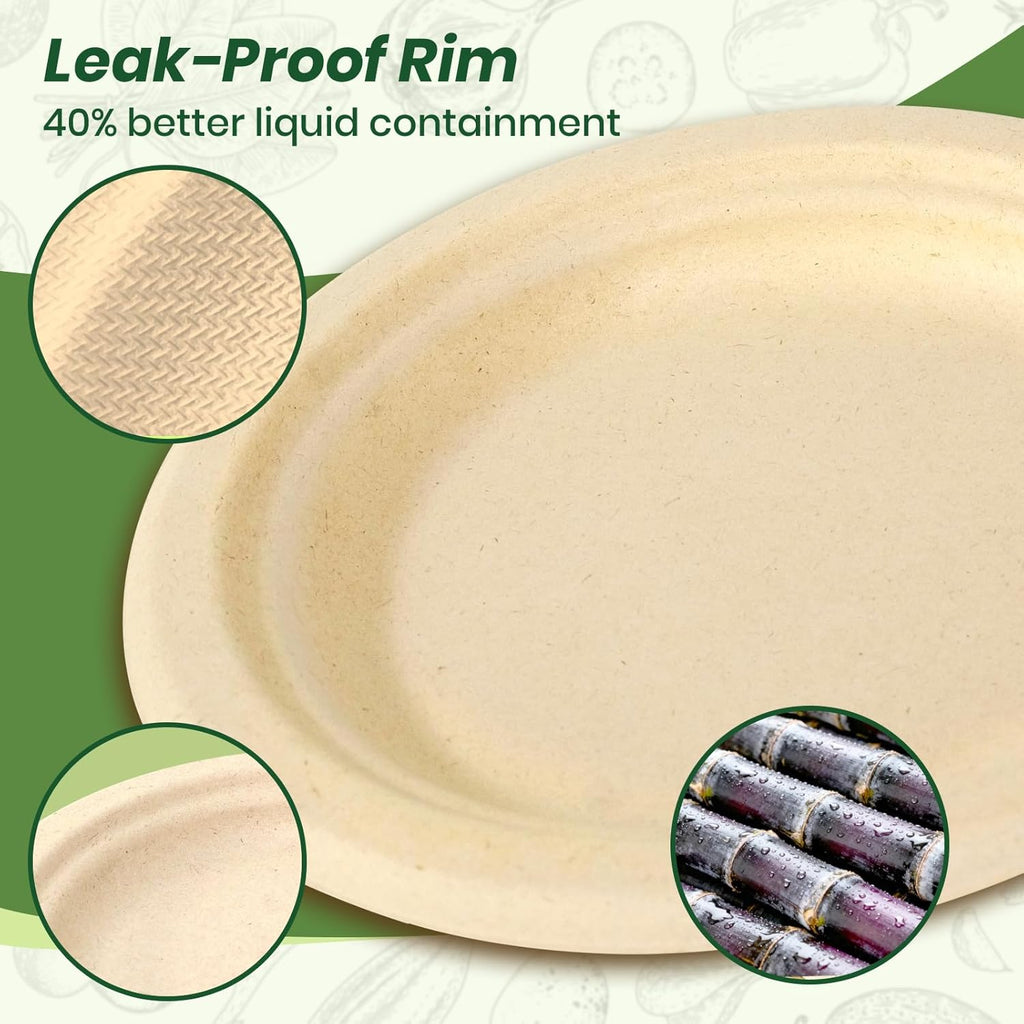 Regine Switzerland Heavy Duty Disposable Paper Plates - Soak & Cut Proof, 6 Inch, 50 Pack