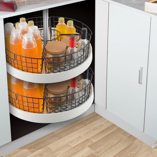 4 Pack Lazy Susan Basket Lazy Susan Organizer Bins for 18"/20" Diameter Turntable 1/4 Wedge Corner Cabinet Organizer Kitchen Organization Metal Lazy Susan with Handle for Cabinet 9 x 6.2 x4 Inch