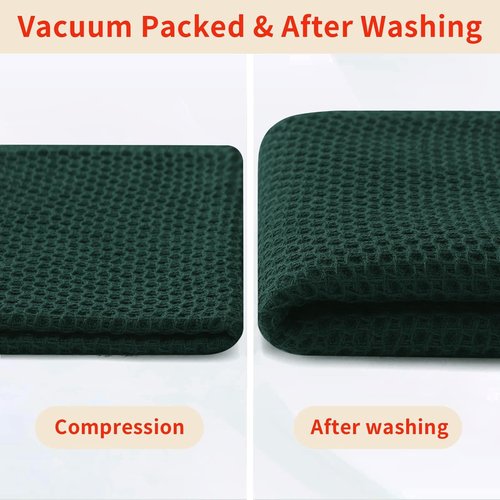 Homaxy 100% Cotton Waffle Weave Kitchen Dish Cloths, Ultra Soft Absorbent Quick Drying Dish Towels, 12 x 12 Inches, 6-Pack, Blackish Green