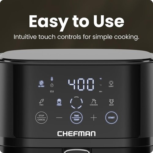 Chefman Air Fryer - 4 QT Compact Air Fryer with Hi-Fry Technology & Easy-View Window - Black