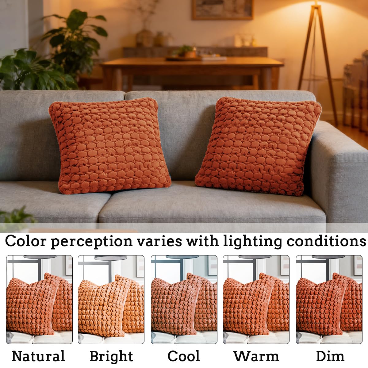 COCOPLOCEUS Pillow Cover 24x24 1 Piece Velvet Euro Sham Decorative Farmhouse Pillowcase Boho Square Cushion Covers Soft Bubble Texture for Couch Sofa Bed Bedroom Car Living Room，Rust