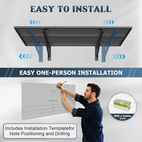 Jusgym Heavy Duty Garage Wall Shelving - 700lbs Capacity | 2 Pack, 1.5x4ft, Black Floating Storage Racks