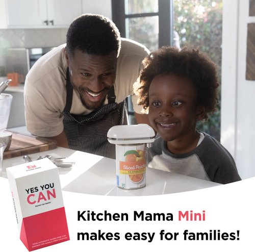 Kitchen Mama Mini Electric Can Opener - Smooth Edge, One-Press Operation | Portable & Cordless (White)