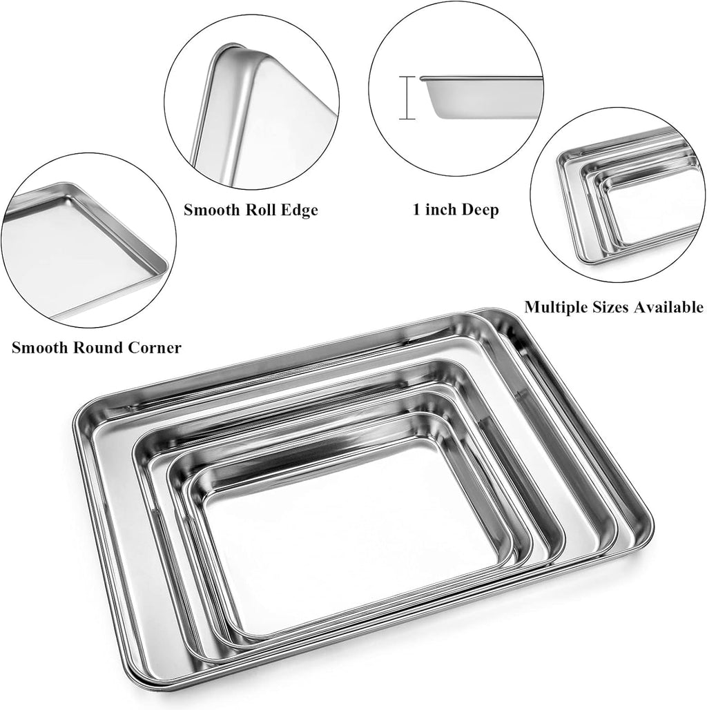 Yododo Baking Sheet Set - Stainless Steel Cookie Sheet with Cooling Racks | 4-Piece (2 Sheets + 2 Racks) - 17½ Inch