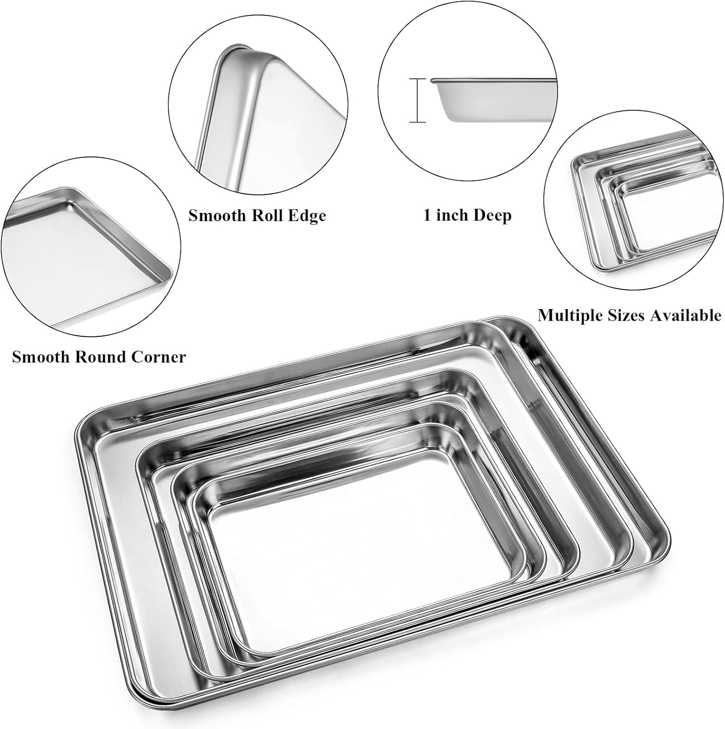 Yododo Baking Sheet Set - Stainless Steel Cookie Sheet with Cooling Racks | 4-Piece (2 Sheets + 2 Racks) - 17½ Inch