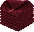 Homaxy Kitchen Dish Cloths - Ultra Soft 100% Cotton Waffle Weave, Quick Drying, 12x12 Inches, 6-Pack | Burgundy