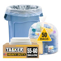 55 Gallon Clear Trash Bags, (50 Bags w/Ties) Large Clear Plastic Recycling Garbage Bags