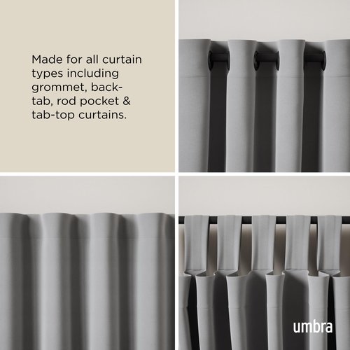 Umbra Bellwood Curtain Rod for Window Drapery, Adjustable Length 42" to 120", Set Includes Finials and Mounting Hardware, Black
