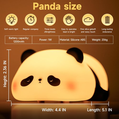 Cute Duck Lamp,Fun Lying Flat Duck Panda Night Light,LED Squishy Animal Novelty Lamp,Toddler Baby Night Light for Kids,Nursery Touch Kawaii Lamp Room/House Décor Nursery Nightlight for Breastfeeding