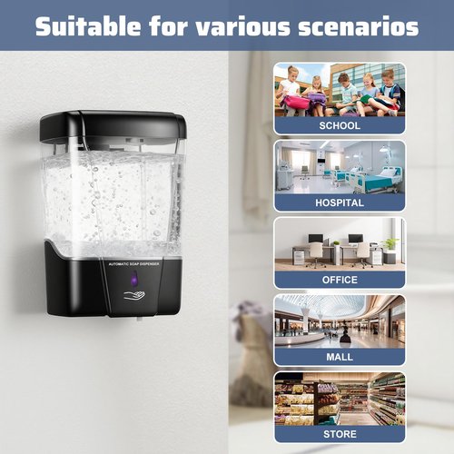 4 Pack Automatic Soap Dispenser Wall Mount,Touchless Liquid Soap Dispenser,Battery Operated,600 ml / 20 oz Commercial Hand Detergent Dispenser for Office Home Kitchen School Bathroom Hotel Restaurant