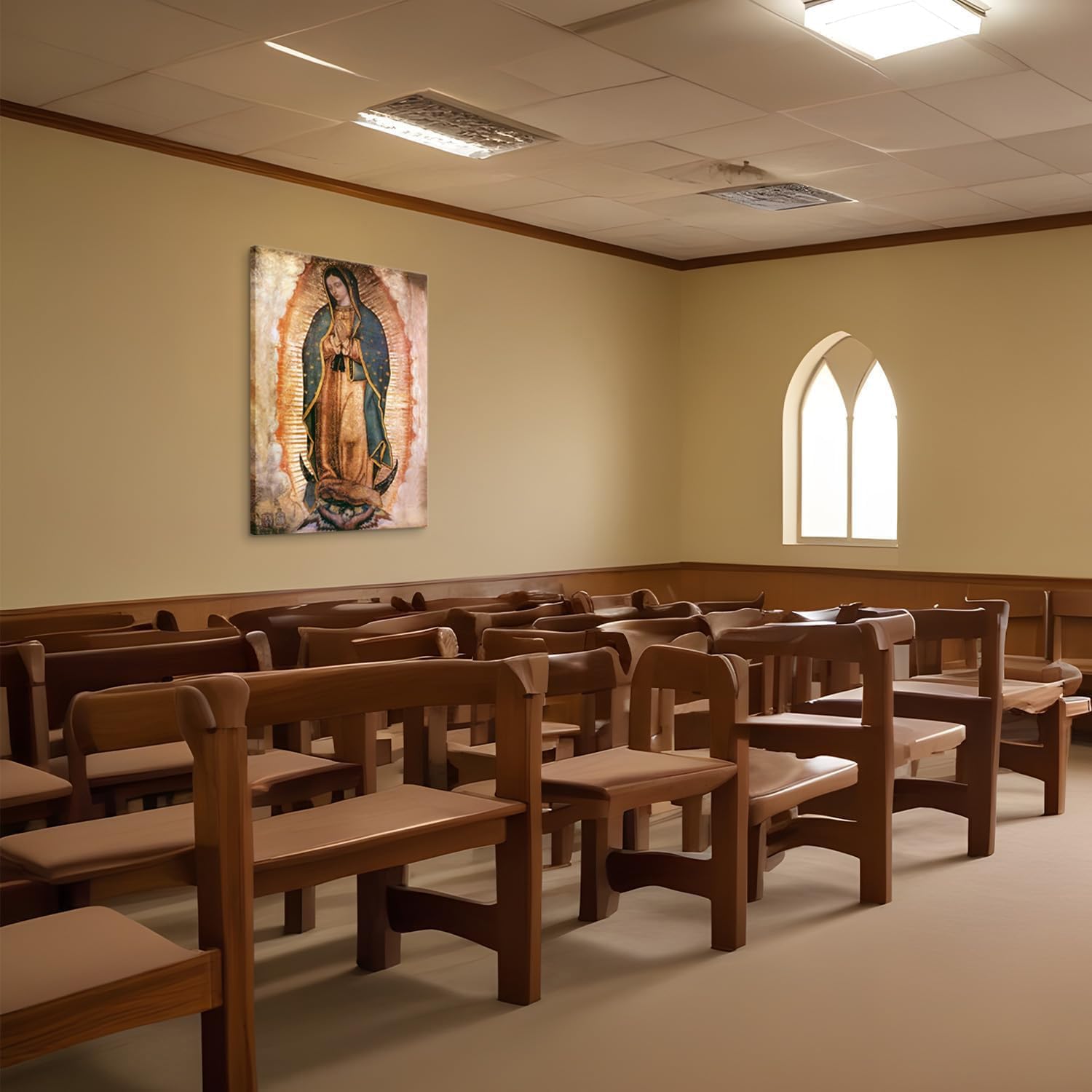 Our Lady of Guadalupe Wall Art | Framed Portrait Painting for Catholic Decor - 8x10 Canvas