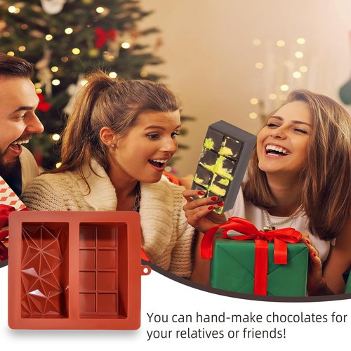 UWILLION Chocolate Mold - Deep Dubai 2 Inch Pistachio Silicone Thick Mold for Stuffed Bar, Large Candy Bar Mold for Filling