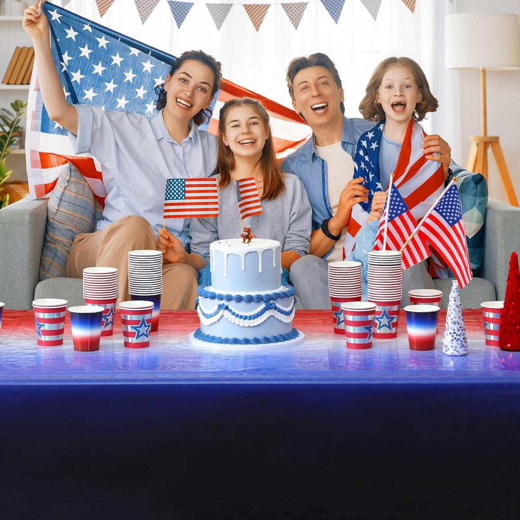 Oudain 12 Pack Patriotic Tablecloths - 54" x 108" Red, White & Blue Gradient for 4th of July Celebrations