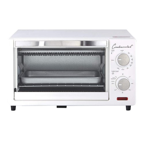 Continental Electric CE-TO101 4-Slice Toaster Oven, Frozen Snack, White