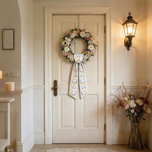 AZYM Wreath Sash Set - Vibrant Wildflower Ribbon for Front Door & Indoor Decor | 2 Pcs