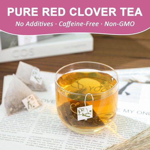 Fullchea Red Clover Tea Bags - 50 Non-GMO Teabags | Caffeine-Free & Rich in Antioxidants for Wellness