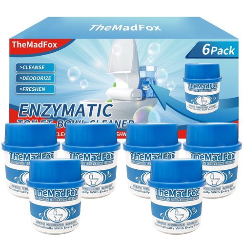 TheMadFox 6 Pcs Enzymatic Automatic Toilet Bowl Cleaner Bottles, Long-Lasting Toilet Tank Cleaner for Hard Water Stains & Rings, Septic Safe Toilet Cleaner for Tank Bathroom