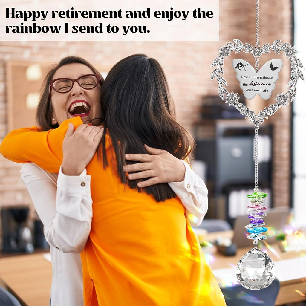 Skiennix Retirement Gift Sun Catcher - Heart-Shaped Rainbow Maker Ornament for 2025 Farewell