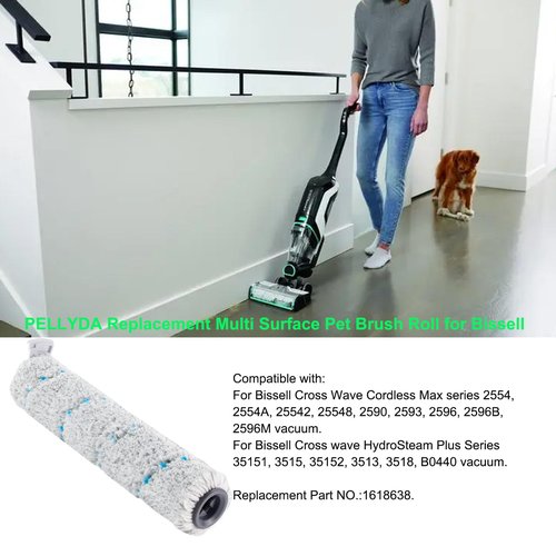 2 Pack Replacement 2787 Multi Surface Brush Roll for Bissell, Brush Replacement Parts For Bissell CrossWave Cordless Max Series 2554 2590 2593 2596 Vacuum, Replace for Bisell Part# 1618368.