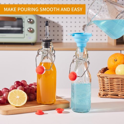 keigocare 8 Set, 8 OZ Swing Top Glass Bottles - Vanilla Extract Bottles Flip Top Beer Brewing Bottles with Stopper for Syrup Bottle,Kombucha,Mead Kefir,Extract,Juice,Tea,Wine - Airtight Cap Lids