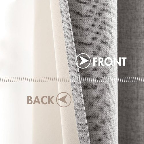 MIULEE Blackout Curtains - 100% Thermal Insulated Light Gray Linen Texture Drapes | 52x96 Inch (2 Panels)