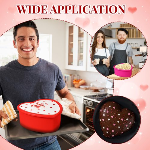 12 Pcs Mother's Day Heart Shaped Cake Pans Pink Red Silicone Mini Heart Cake Mold Nonstick Dessert Pan Chocolate Baking Tray Bakeware for Mother's Day Birthday Cupcake Muffin Tool(Multicolor,4'')