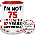 WHIDOBE 75th Birthday Gifts For Men, Women - 1950 Birthday Gift Set For Mom, Dad - 75 Years Old Birthday Gifts Coffee Mug And Coaster - 75th Birthday Gifts For Wife, Husband, Friend, Sister, Brother