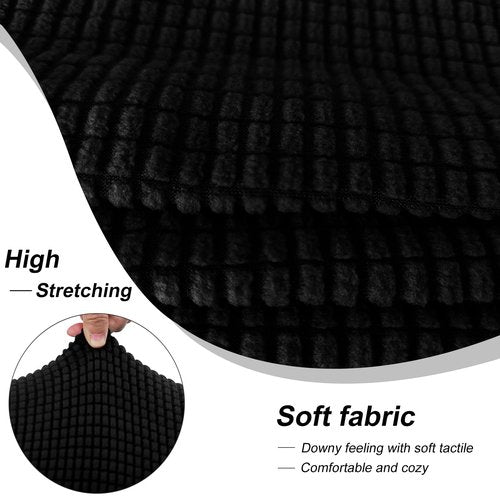 Luxshare Home 4 Pieces Stretch Couch Cover for 3 Cushion Furniture Protector Sofa Covers Washable Pet Dog Friendly Non Slip Cover with Elastic Bottom(72"-92" Sofa 3 Cushion/Black)
