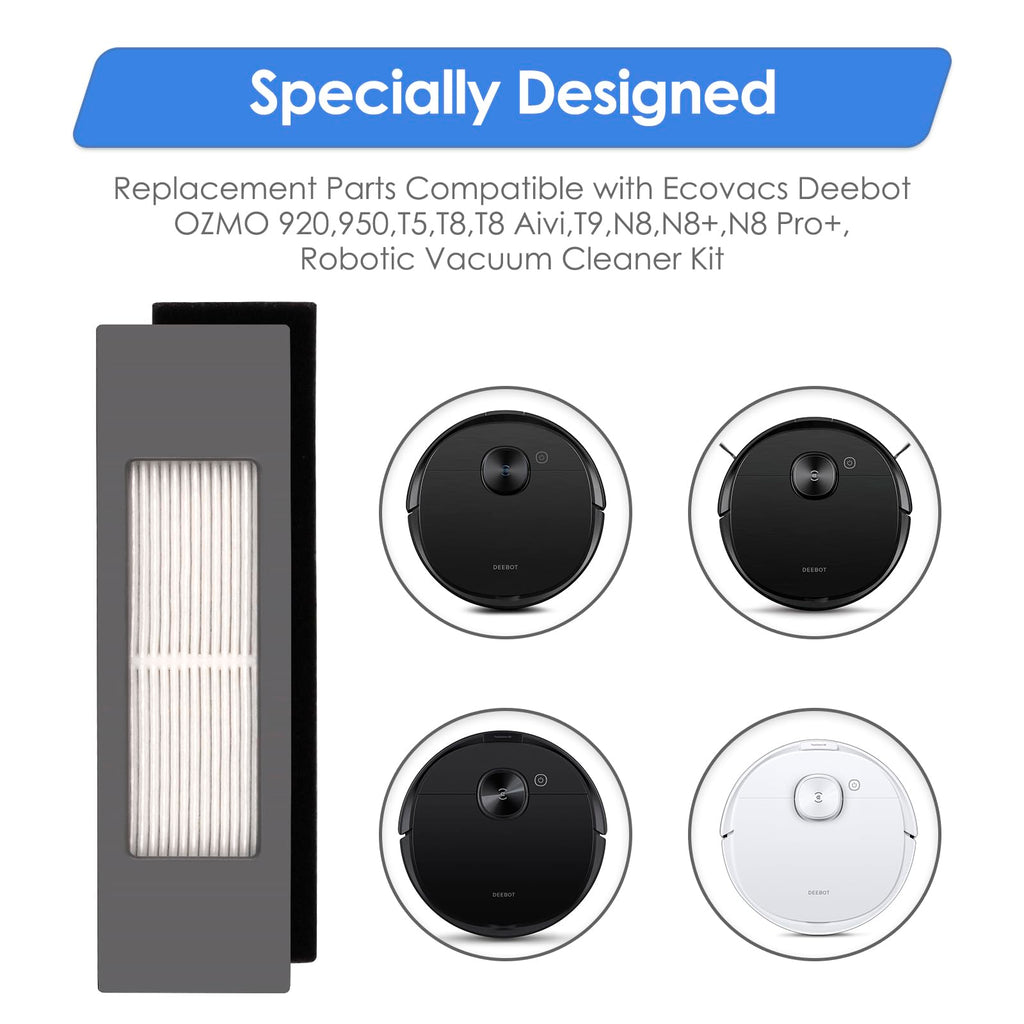 (4 Pieces) N10 HEPA Filter Compatible with Ecovacs Deebot N10 N10 Plus OZMO 920 950 T5 T8 Aivi MAX T9 N5 N7 N8+ N8 Pro Plus DX55 DX93 DJ65, Replacement Parts 4 Filters