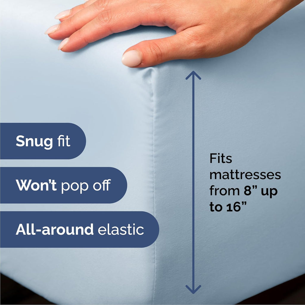 Skiennix Queen Size 4-Piece Sheet Set - Comfy, Breathable & Cooling - Ultra-Soft, Deep Pockets - Sky Blue