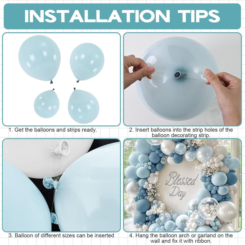 Skiennix Pale Aqua Balloon Arch - Elegant Blue Balloon Garland for Boho Birthday, Wedding & Baby Shower | 5-18 Inch Latex Balloons