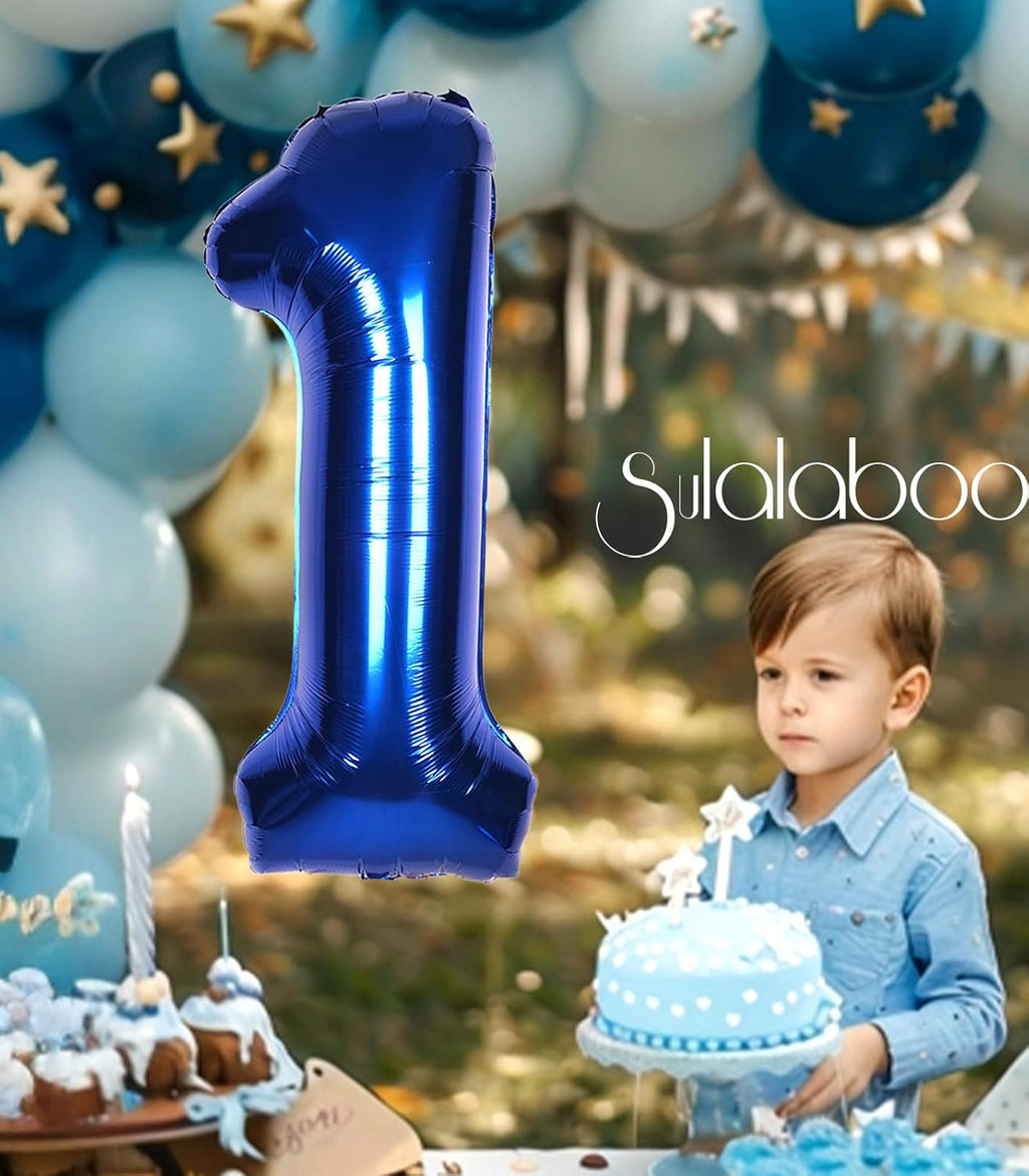 Skiennix 40-Inch Navy Blue Number 1 Balloon - Giant Foil Mylar Birthday Decoration for Boys